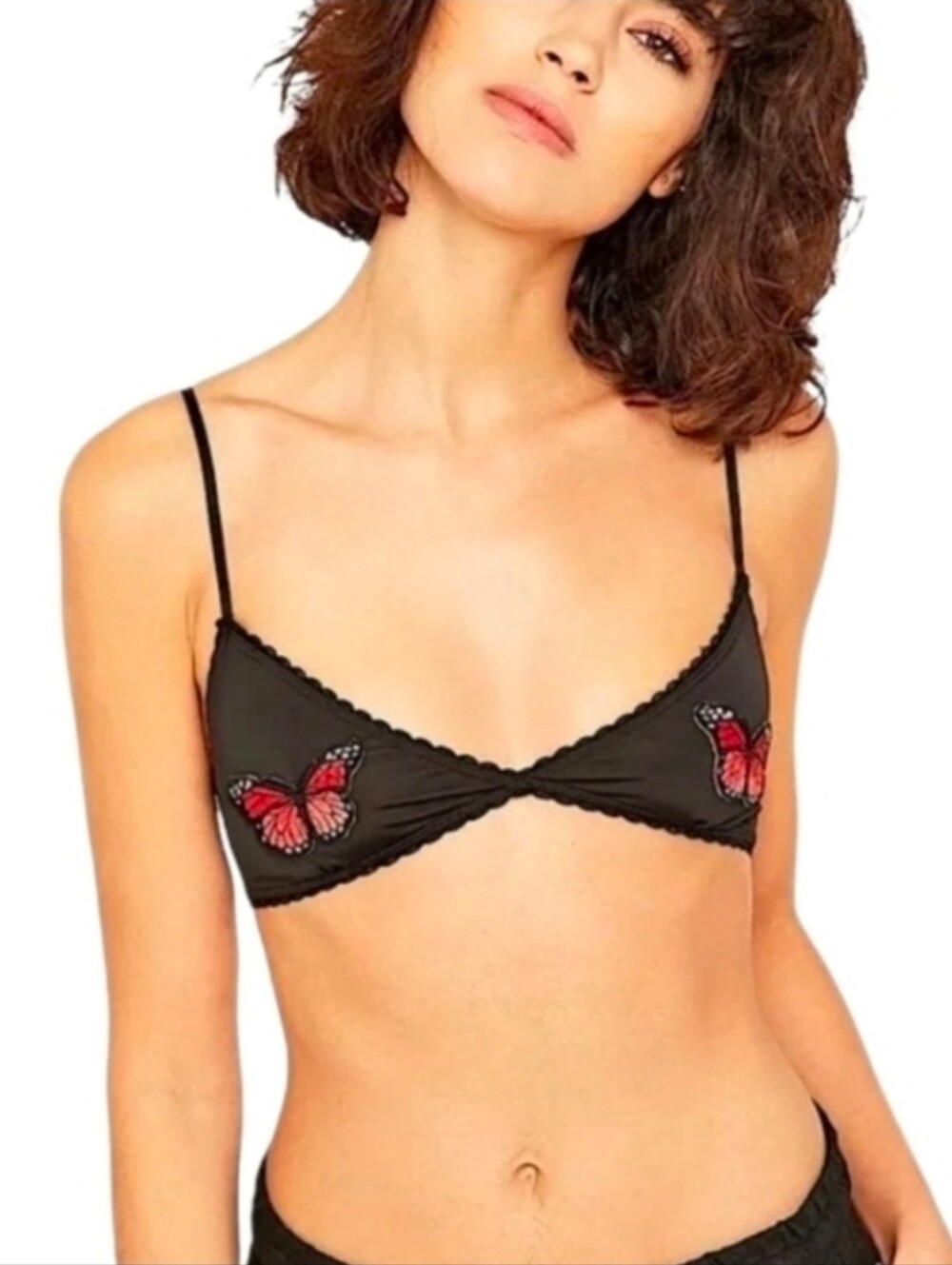Urban Outfitters Butterfly Applique Bra Black Size S